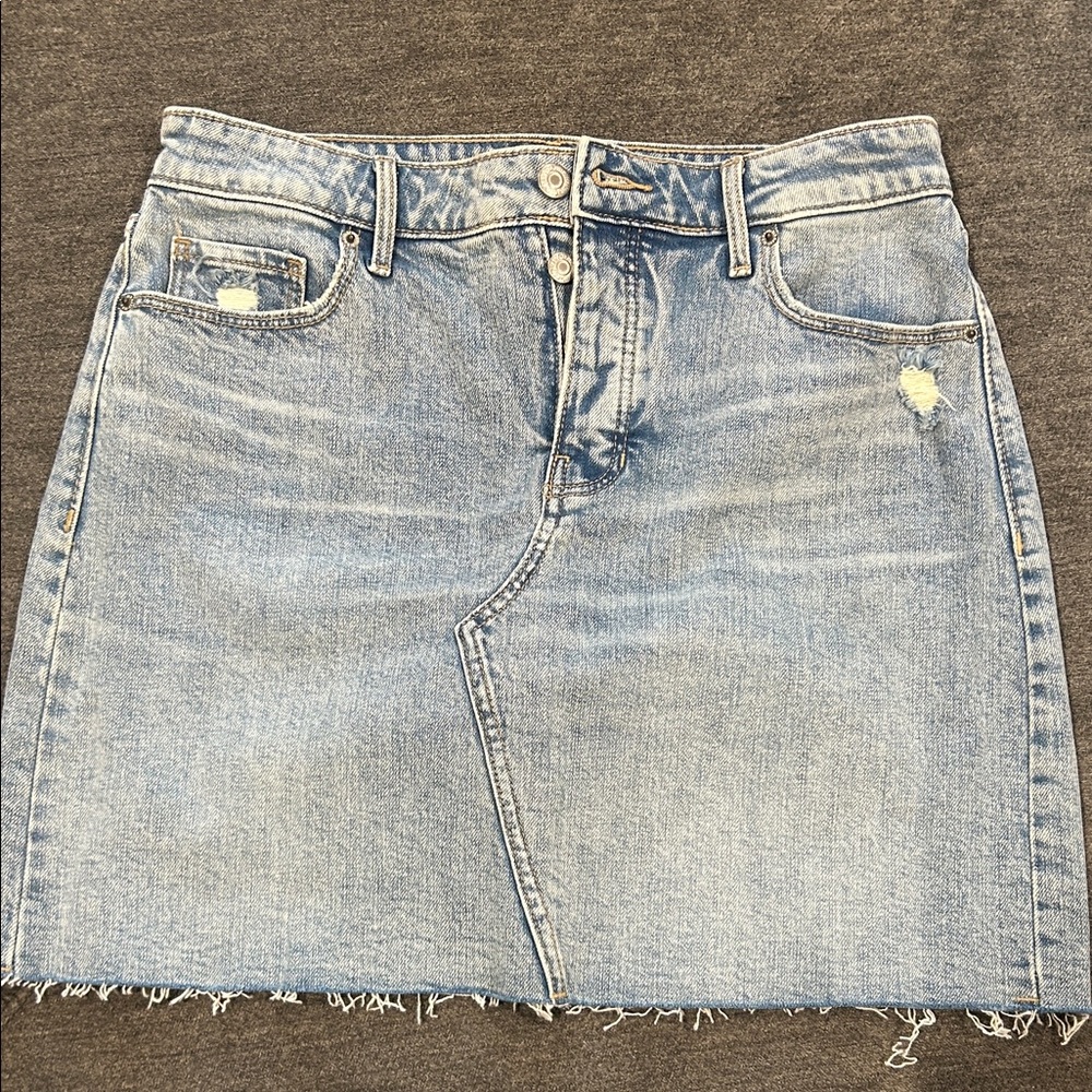 Light Blue Distressed Denim Mini Skirt